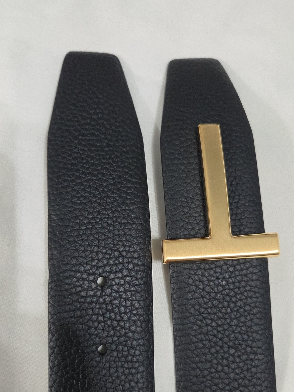 Reversible Tom Ford Black Brown Leather Belt Gold T Buckle 95cm - Picture 2 of 15